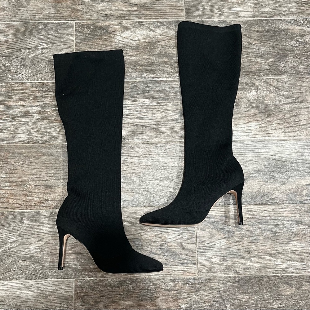 Rouge Black Over-the-Knee Stretch Stiletto Boots